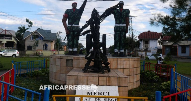 Un monument célébrant l'état de siège dans le Nord-Kivu et l'Ituri, à Goma
