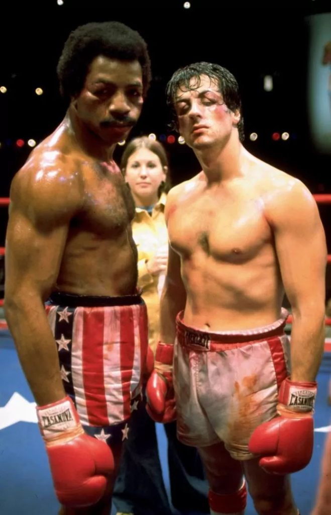 Carl Weathers et Sylvester Stallone dans Rocky