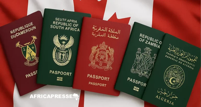 Drapeau Canada avec les passeports africains