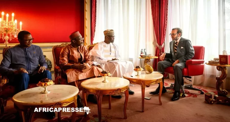 Maroc : Une rencontre décisive pour le désenclavement du Sahel avec les chefs de la diplomatie du Burkina Faso, du Mali et du Niger Roi Mohammed VI a reçu en audience au Palais Royal de Rabat, les Ministres des Affaires étrangères des trois pays de l'Alliance des États du Sahel
