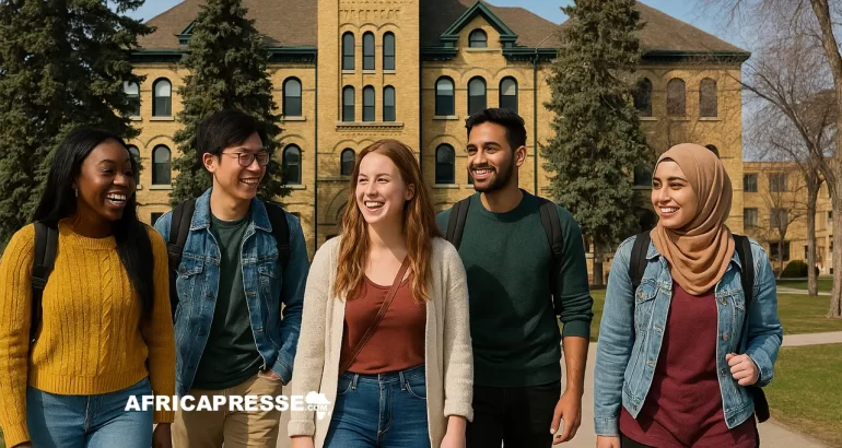 Canada : Une baisse alarmante des inscriptions d’étudiants étrangers à l’Université de Brandon en raison des mesures fédérales Un groupe d'etudiants devant le campus de l'universite de Brandon. @Africa Presse