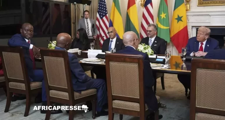 Partenariat sous condition : Washington veut relancer ses liens avec l’Afrique en échange de la relocalisation de ses criminels Brice Oligui Nguema, Umaro Sissoco Embalo, Mohamed Ould Ghazouani, Joseph Boakai et Bassirou Diomaye Faye ont été accueilli à Washington par Donald Trump