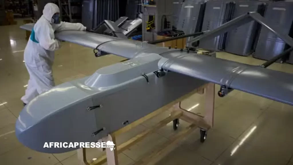 Un drone de combat FP-1 dans l’usine de fabrication de Fire Point ,en Ukraine