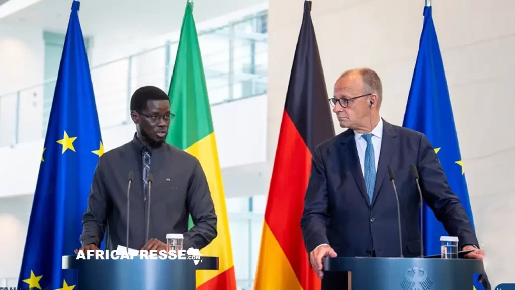 Le président sénégalais Bassirou Diomaye Faye et le chancelier allemand Friedrich Merz