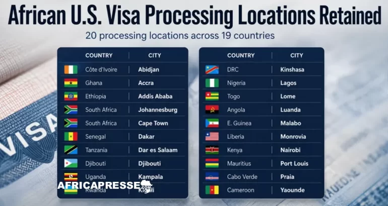 Liste des 20 centres de traitement des visas américains en Afrique